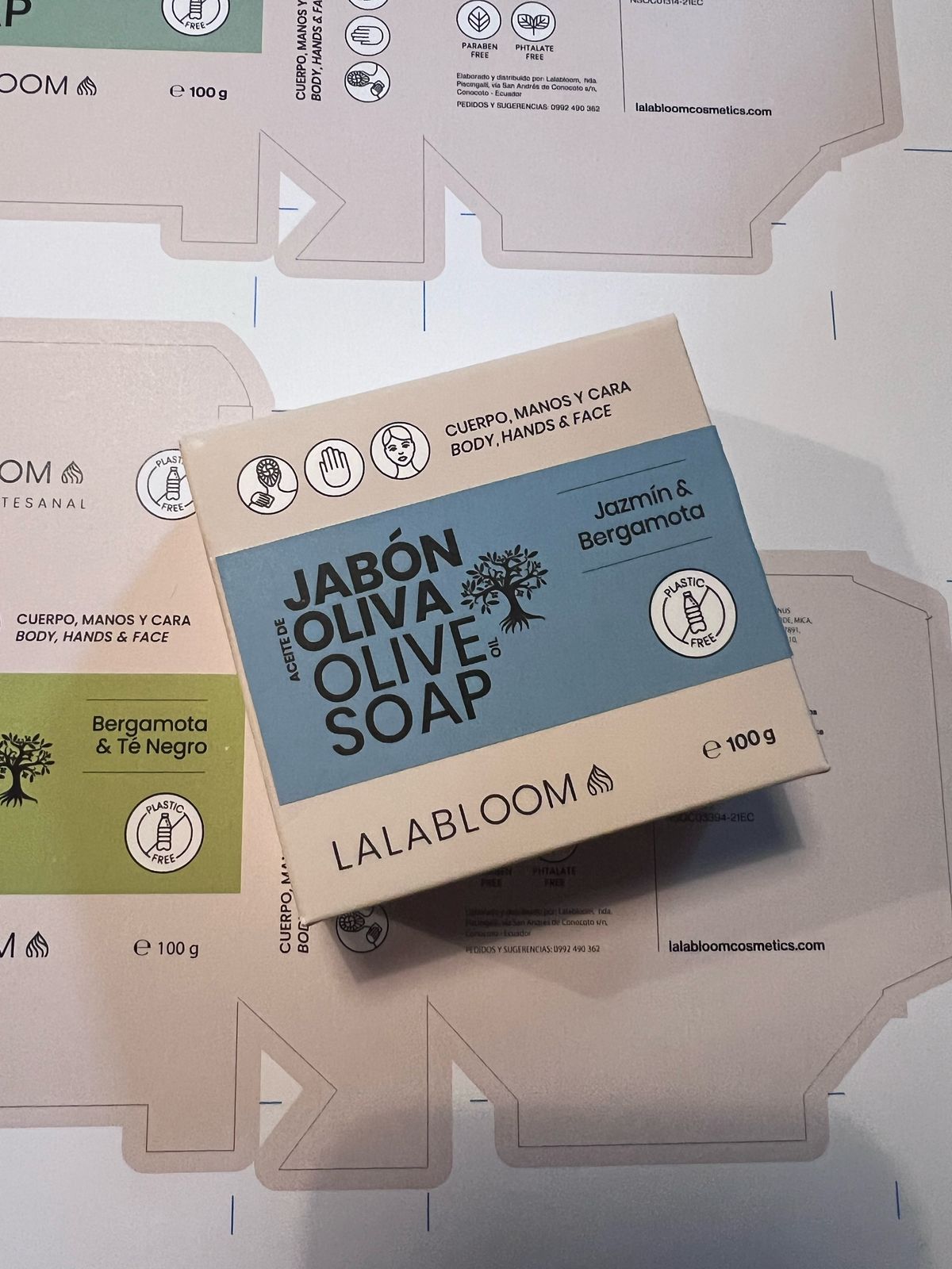 Jabón de aceite de oliva, jazmín y bergamota, Lalabloom, 100g