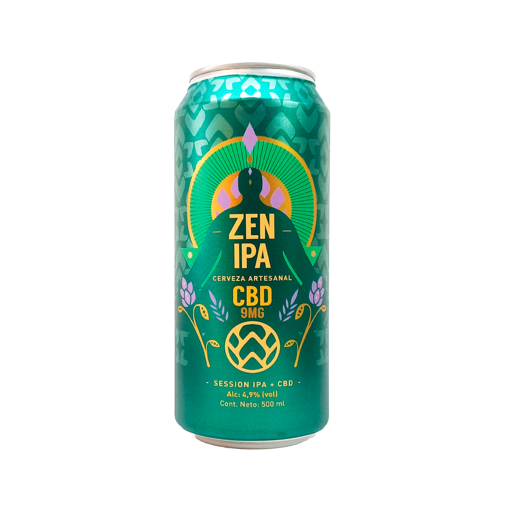 Cerveza artesanal con CBD, zen ipa, 500ml