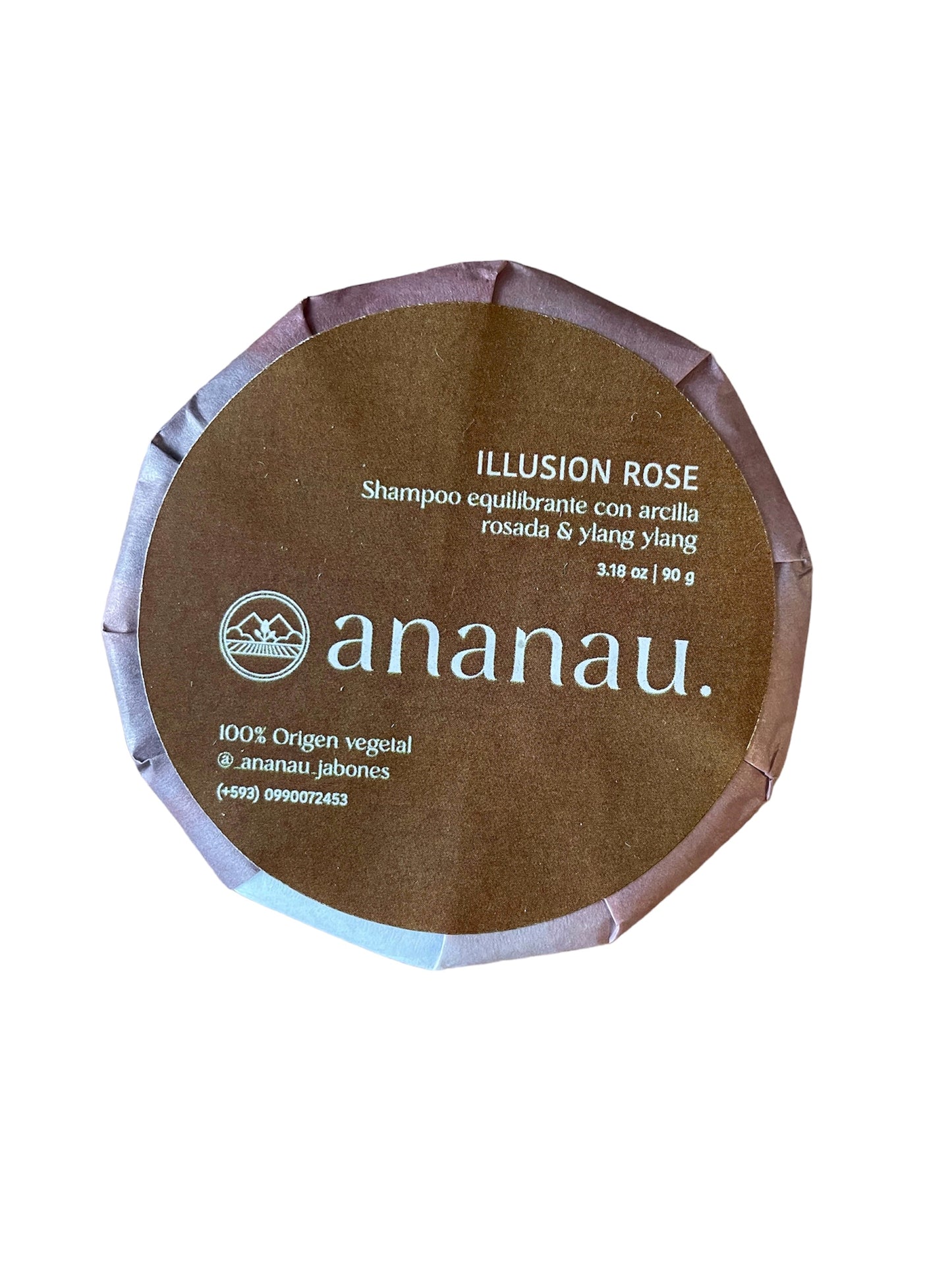 Shampoo sólido biodegradable, sin sal , sulfatos, fragancias sintéticas, ni parabenos. Ananau, 90g