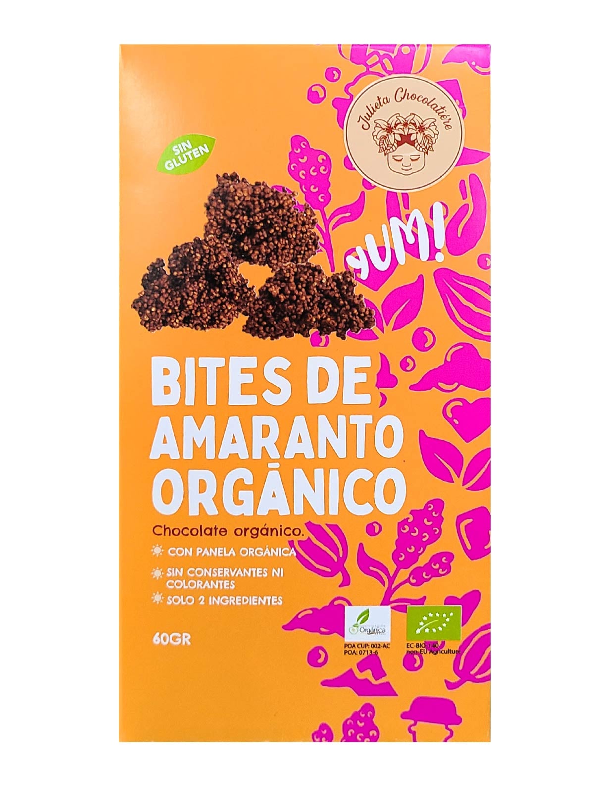 Bites de Amaranto orgánico, Julieta chocolatier, 60g