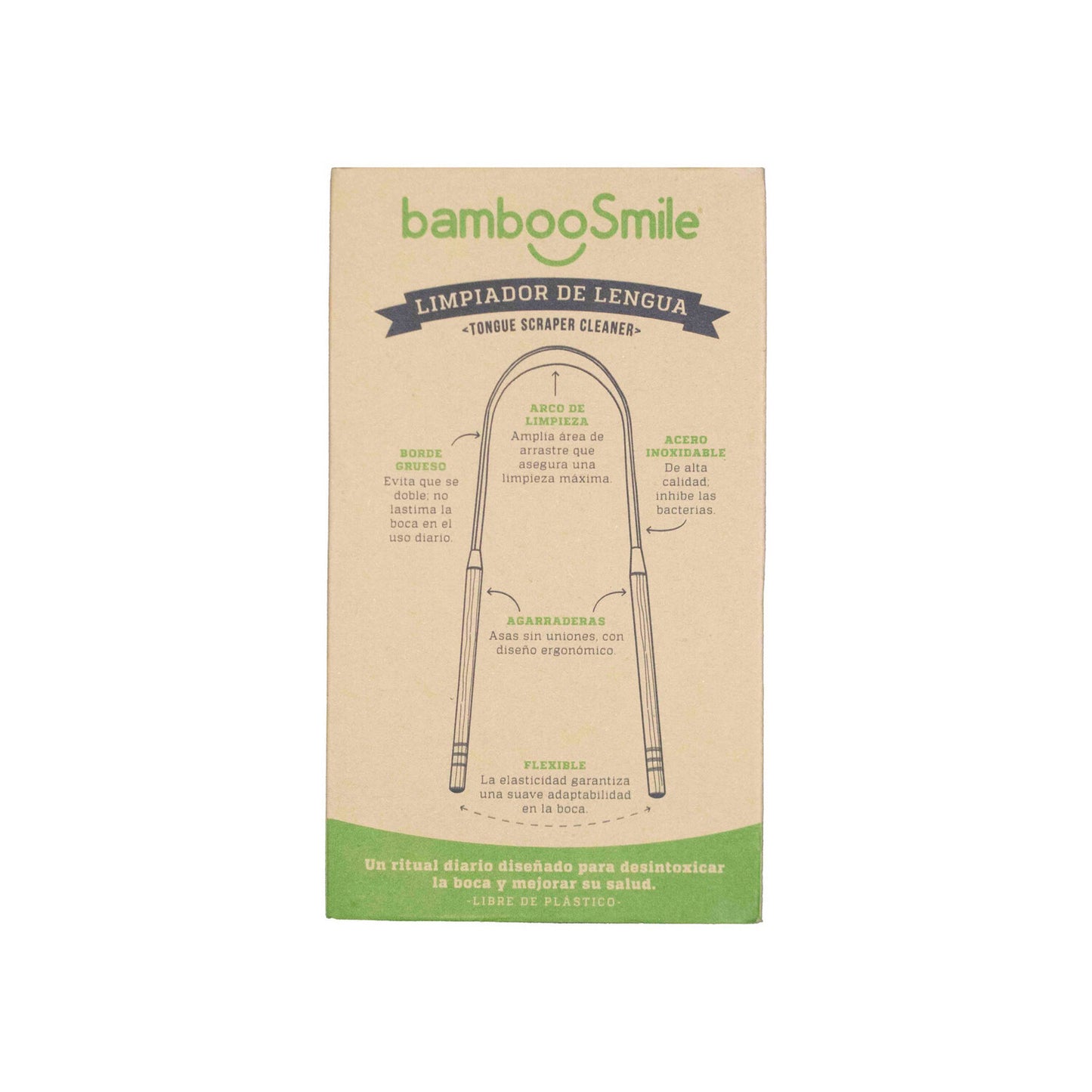 Limpiador de lengua de acero inoxidable, bamboosmile