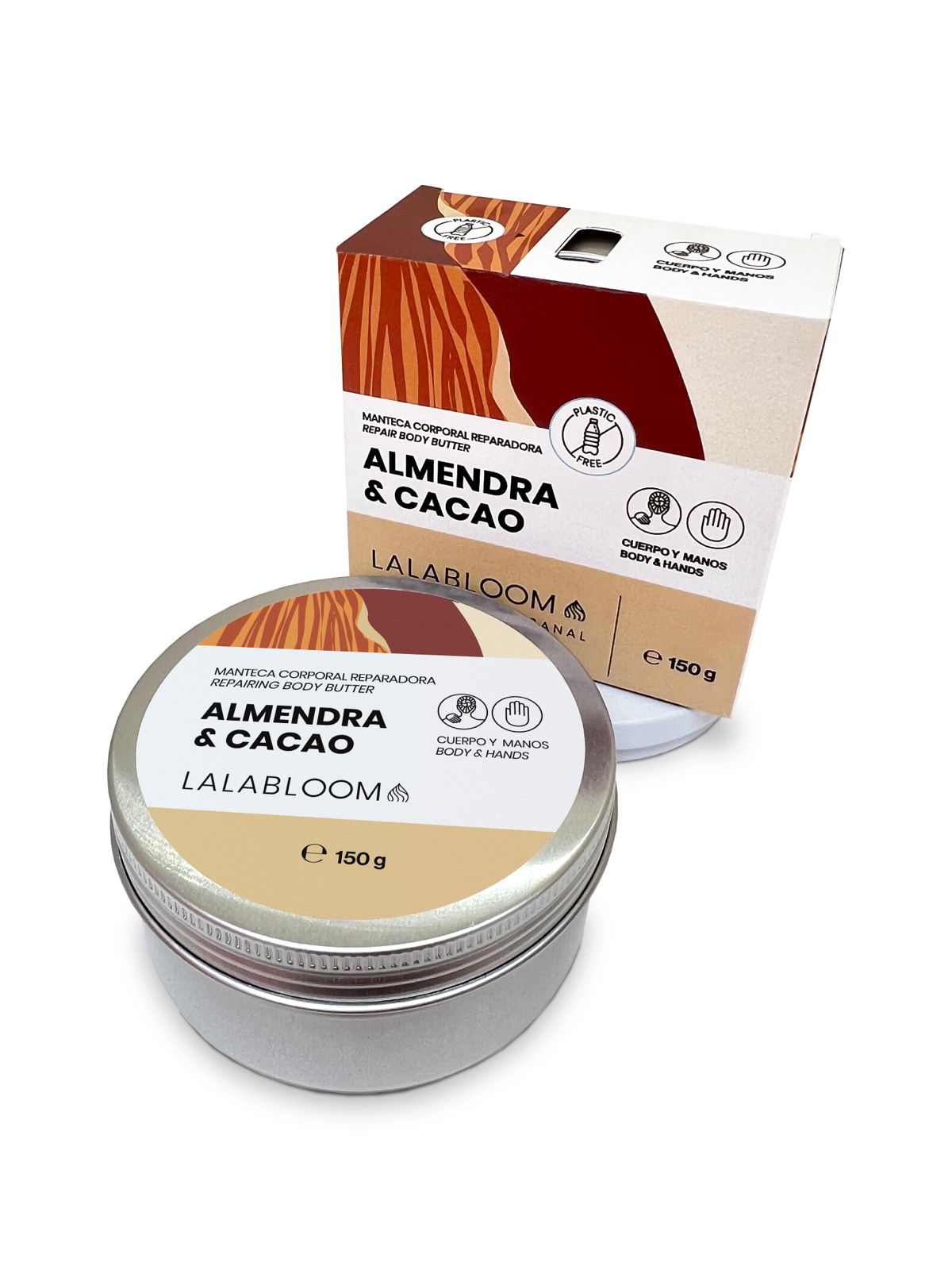 Manteca corporal reparadora-Almendra y cacao-, Lalabloom, 150g