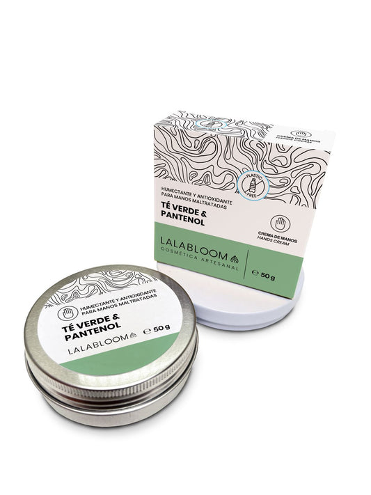 Crema de manos, té verde, pantenol y bergamota, Lalabloom, 60g