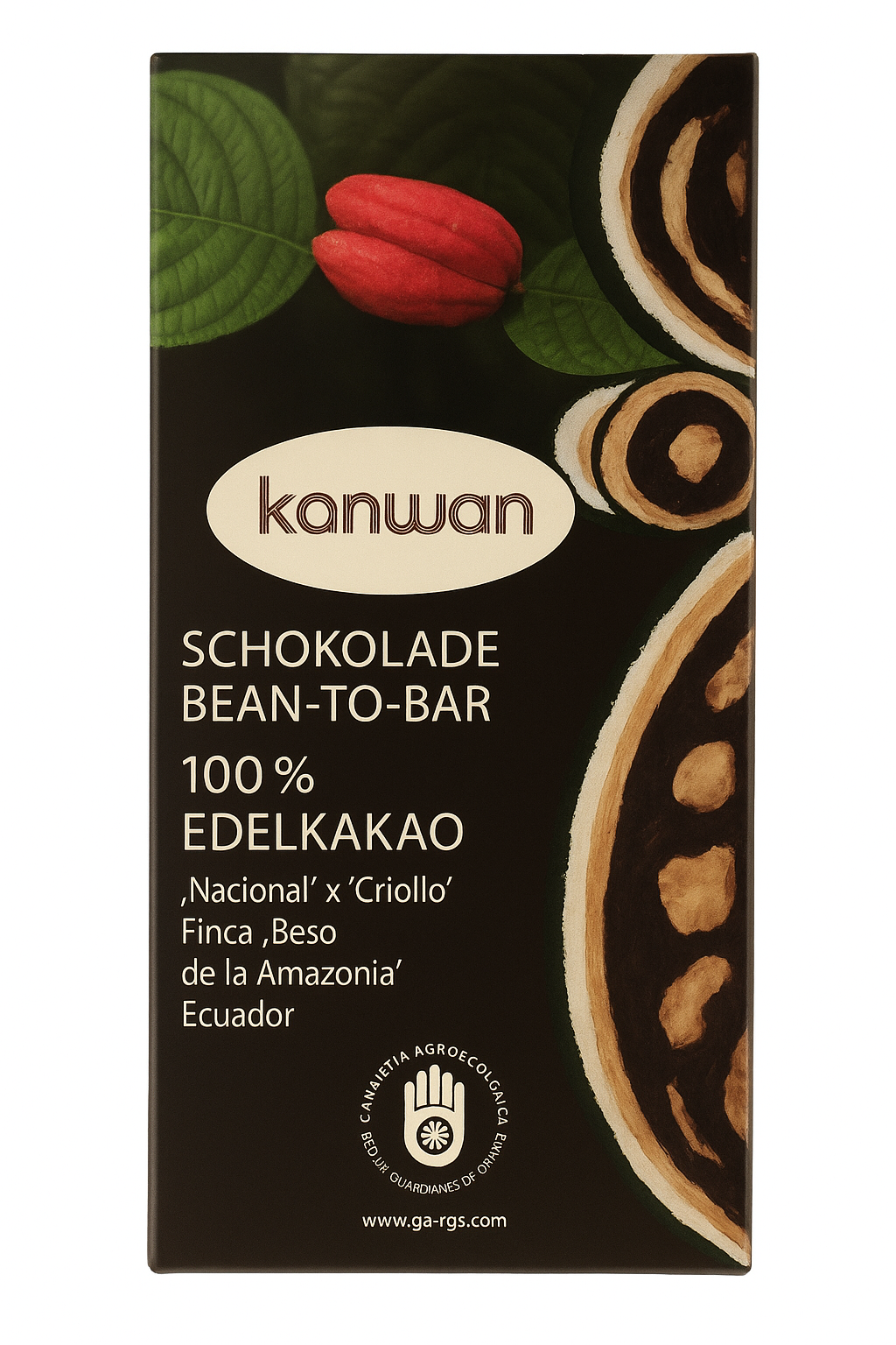 Tableta de chocolate 100%, orgánico, kanwan