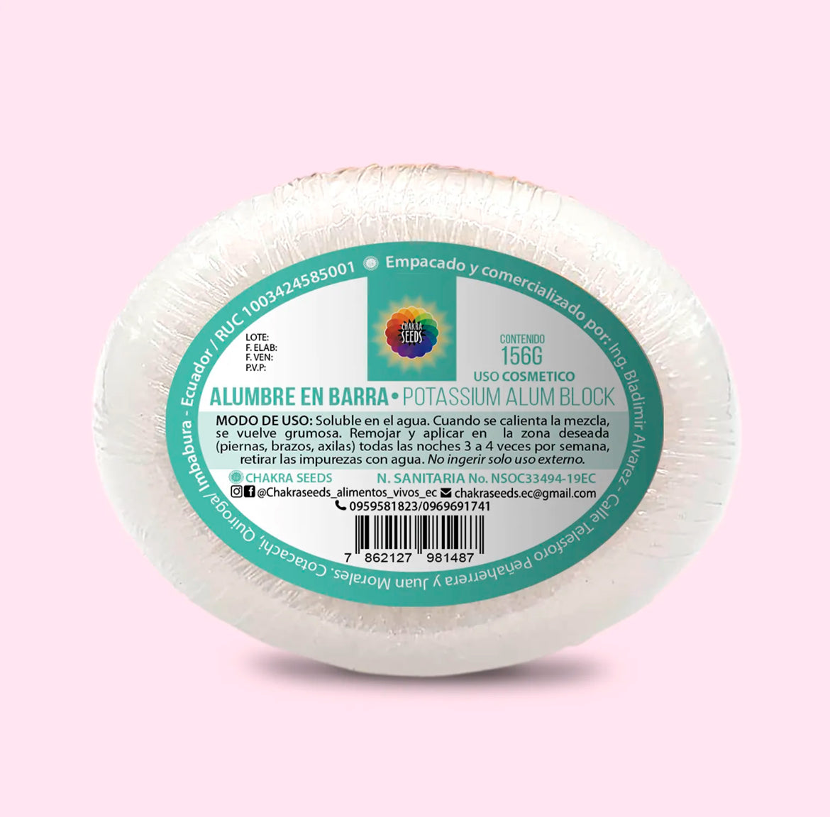 Piedra de Alumbre, Chakra Seeds, 156g