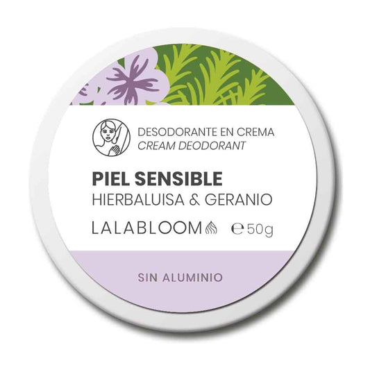 Desodorante en crema para piel sensible- Hierba Luisa y Geranio-,  Lalabloom, 50g