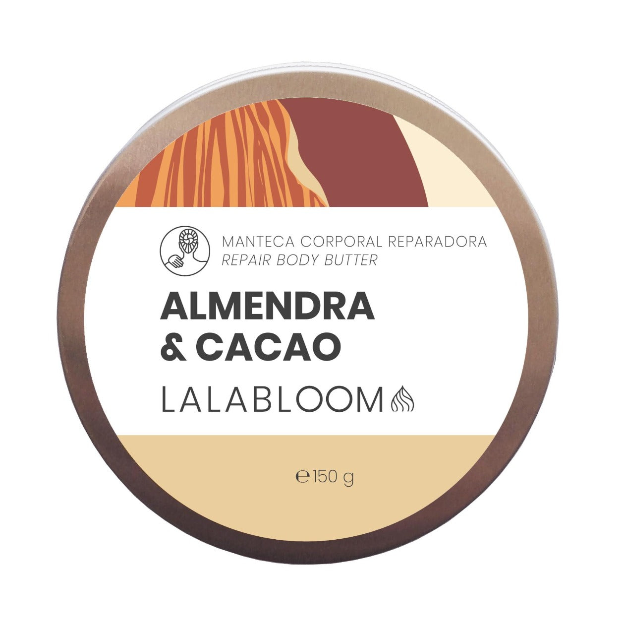 Manteca corporal reparadora-Almendra y cacao-, Lalabloom, 150g